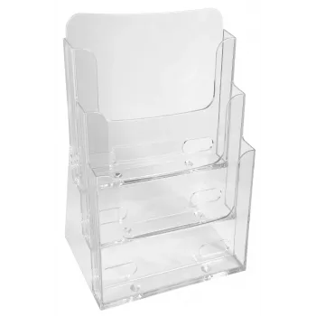 Exacompta A4 Thekenaufsteller mit 3 Fächern, Polystyrol, transparent, 155 x 237 x 339 mm (74158D)