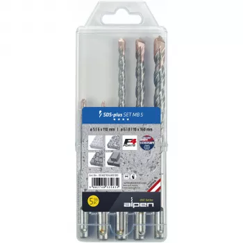 Alpen SDS+ F4 MB5 5-6x110/6-8-10 x160 Hammerbohrer-Set, 5-teilig