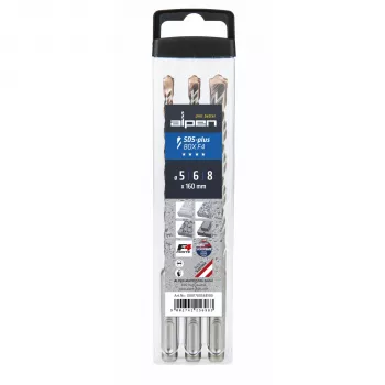 Alpen SDS+ F4 Box 3 Stück 5-6-8x160 mm Hammerbohrer-Set