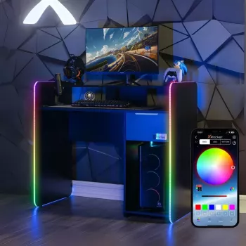 X Rocker 2023269 Gaming-Schreibtisch mit LED, Schwarz