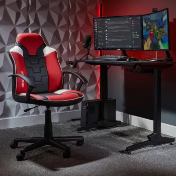 X Rocker Saturn 5120101 Gaming-Bürostuhl für Teenager, bis 100 kg, Schwarz/Rot
