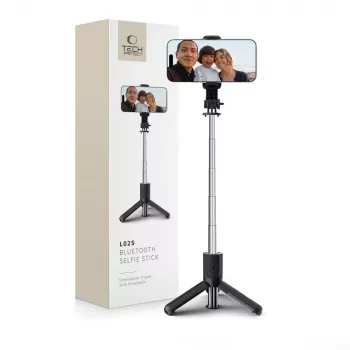 Tech-Protect L02S Selfie Stick Stativ mit Bluetooth-Fernbedienung, Schwarz