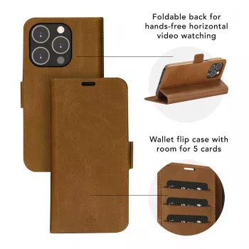 dbramante1928 Copenhagen Flip Case für Samsung Galaxy A54 - Vollnarbenleder - Hellbraun