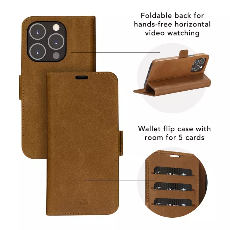 dbramante1928 Copenhagen Flip Case für Samsung Galaxy A54 - Vollnarbenleder - Hellbraun