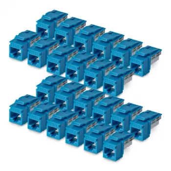 StarTech.com Cat6 Keystone Jack 24er-Pack, RJ45 Ethernet Keystone Kuppler, UTP Cat6 Wanddose, 90 Grad 110 Punch Down, Blau