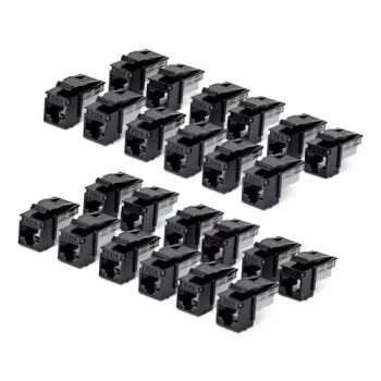 StarTech.com Cat6 Keystone Jack 24er-Pack, RJ45 Ethernet Keystone Kuppler, UTP Cat6 Wanddose, 90-Grad 110 Punch Down, Schwarz, 10GBase-T