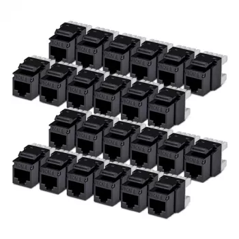 StarTech.com Cat6 Keystone Jack 24er-Pack RJ45 Ethernet Keystone Stecker UTP Cat6 Wandanschluss 180 Grad 110 Punch Down Schwarz