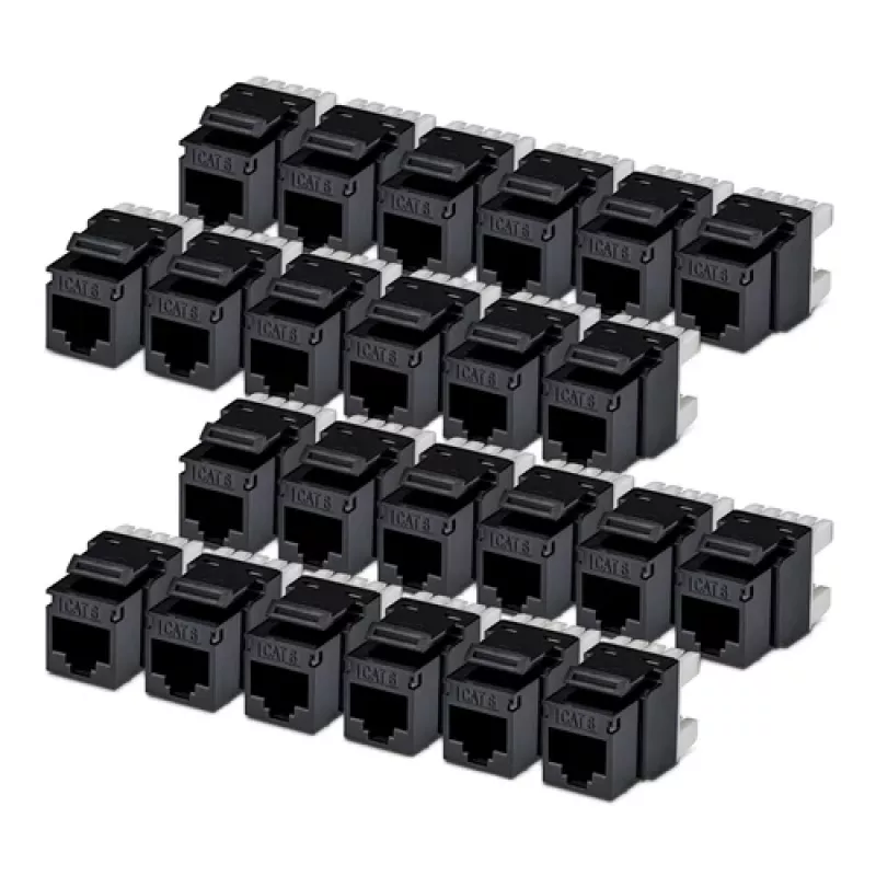 StarTech.com Cat6 Keystone Jack 24er-Pack RJ45 Ethernet Keystone Stecker UTP Cat6 Wandanschluss 180 Grad 110 Punch Down Schwarz