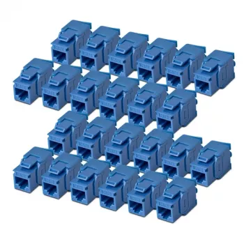 StarTech.com Cat6 Keystone Jack 24er-Pack, RJ45 Ethernet Keystone Kuppler, UTP Cat6 Wandplatteneinsatz, 180 Grad, werkzeuglos, blau