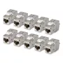 StarTech.com Geschirmtes Cat6a Keystone Jack Modul, 10er-Pack RJ45 Ethernet Kupplung, STP Cat6a Wanddose, 180 Grad, werkzeuglos, flach, silber