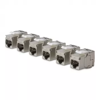 StarTech.com Cat8 Keystone Jack Modul 6er-Pack RJ45 Ethernet Keystone Kupplung, UTP Cat8 Wandsteckdose, 180 Grad, werkzeuglos, flach, silber, RJ-45, Buchse, 25/40GBase-T