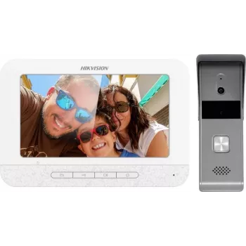 Hikvision DS-KIS203T 2-Draht-Analog-Video-Türsprechanlagen-Set mit 7-Zoll-Innenstation und 2-MP-Außenstation