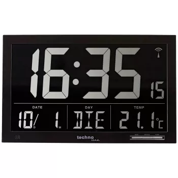 Technoline WS 8007 Digitaler Wecker - Schwarz - LCD - Funkgesteuert - Batteriebetrieben