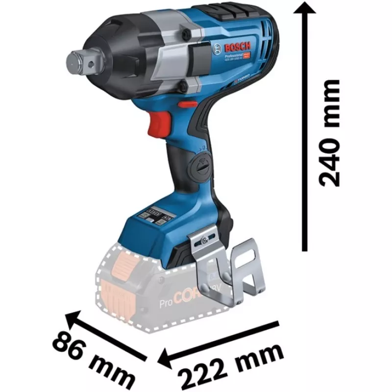 BOSCH Professional BITURBO GDS 18V-1050 HC Akku-Schlagschrauber, 3/4 inch Vierkantantrieb, 18 V, Solo (Blau/Schwarz, Bluetooth, L-BOXX)