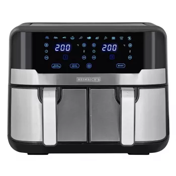 HEINRICH'S HFR 8214 Doppel-Heißluftfritteuse 2 x 4,5 L = 9,0 L 1300-2400 W Schwarz-Silber