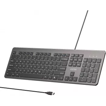 UNITEK SlimTap Kabelgebundene Büro-Tastatur, USB-A, Grau