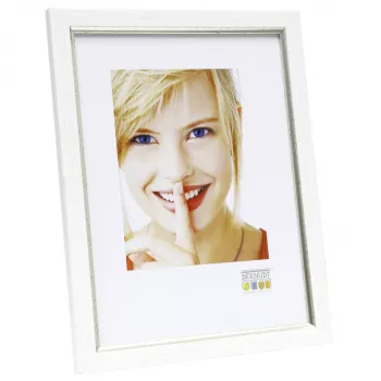 Deknudt S46AF1 Einzelbilderrahmen 13x18 cm Silber MDF Kunststoff Weiß Passepartout