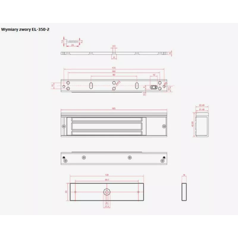 SCOT EL-350-2 Elektromagnetische Türverriegelung 350 kg Haltekraft 12/24V DC