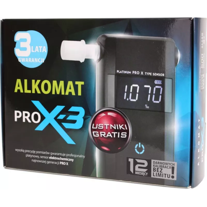AlcoFind PRO-X-3 Alkoholtester mit Mundstücken, 12-Monats-Kalibrierung