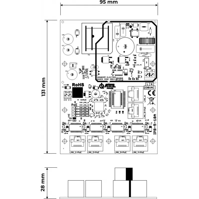 ATTE IPB-5-10A-OF 6-Port PoE Switch mit integrierter Stromversorgung