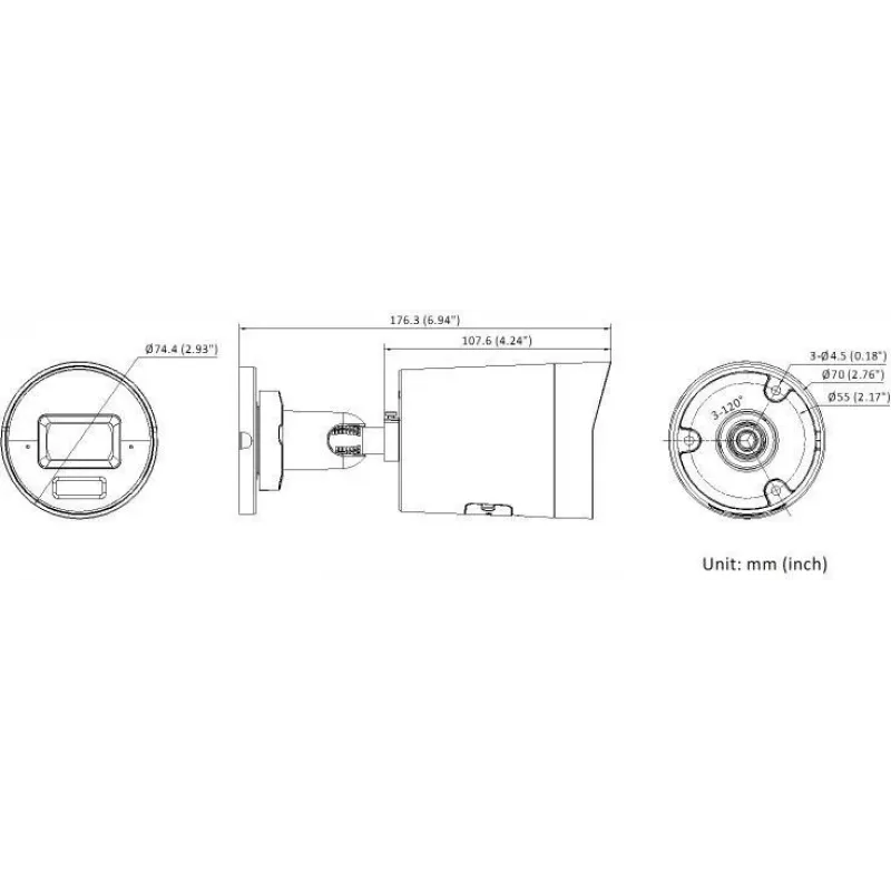 Hikvision DS-2CD2083G2-LI2U(2.8mm)(BLACK) 8MP AcuSense Fixed Bullet IP Kamera mit Smart Hybrid Light