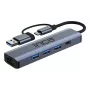 INCA Hub IUTP-5T USB-C/A auf 3x USB-A 3.0 / RJ45 5 Gbit/s Grau