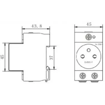 Noark Ex9DS-F 106194 Modulsteckdose, DIN-Schiene TH-35, 2,5 M, Schuko (Typ F), 16 A, 250 V, Weiß/Grau