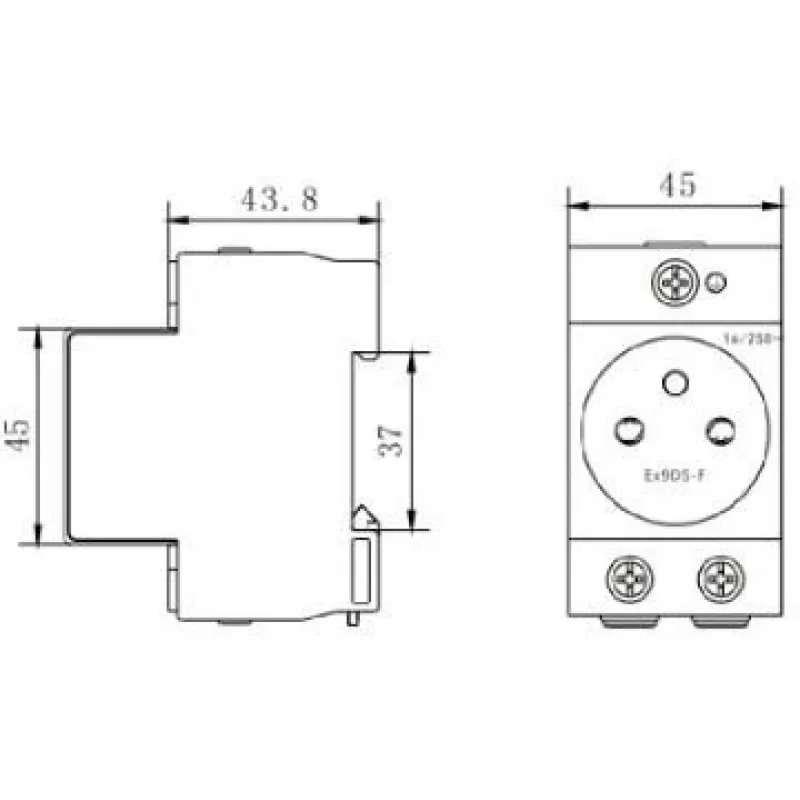 Noark Ex9DS-F 106194 Modulsteckdose, DIN-Schiene TH-35, 2,5 M, Schuko (Typ F), 16 A, 250 V, Weiß/Grau