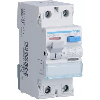 HAGER CDA240J RCCB Fehlerstromschutzschalter 1P+N 40A 30mA Typ A 6kA