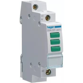 HAGER SVN221 Modulare Signalleuchte, 230V AC, 3 x grüne LED, DIN-Schiene