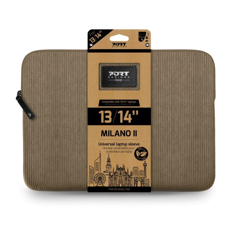 PORT DESIGNS MILANO II ECO Sleeve für 13/14 Zoll Laptop, Braun