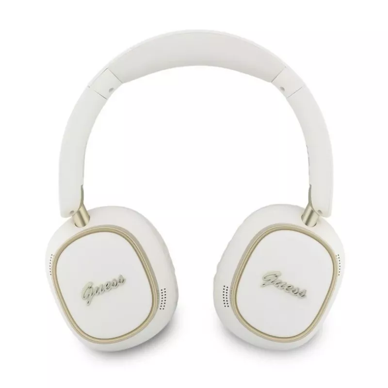 Guess Bluetooth ENC Rectangle Metal Script Over-Ear Kopfhörer Weiß