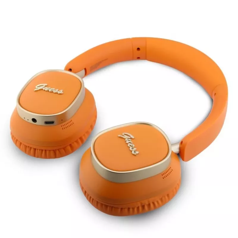 Guess Bluetooth On-Ear Kopfhörer Rectangle Metal Script Orange