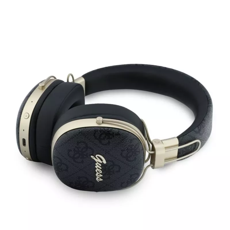 Guess Over-Ear Bluetooth-Kopfhörer mit ENC, Metal 4G Script Logo, Schwarz