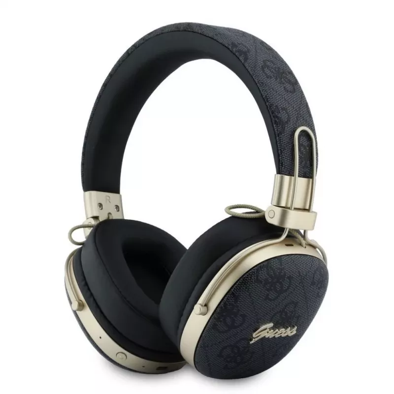 Guess Over-Ear Bluetooth-Kopfhörer mit ENC, Metal 4G Script Logo, Schwarz