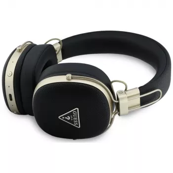 Guess Over-Ear Bluetooth-Kopfhörer mit ENC, Metallic-gekörntes Dreieck-Logo, Schwarz