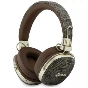Guess GUE005462 Bluetooth Over-Ear-Kopfhörer mit ENC, Metalldesign, 4G Script Logo, Braun