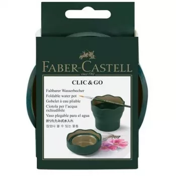 FABER-CASTELL CLIC&GO Zusammenklappbarer Wasserbehälter 350 ml Transluzent Blau