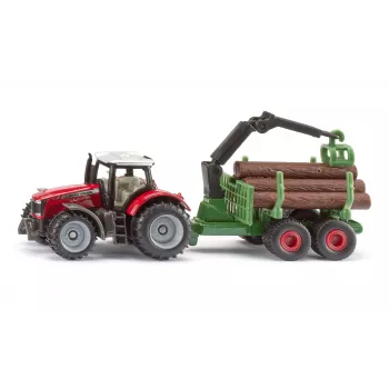 SIKU Blister Massey Ferguson mit Forstanhänger