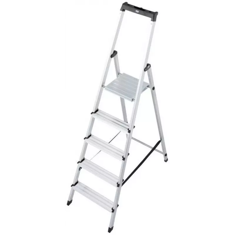 Krause SOLIDY 1x5 126238 Einseitige Trittleiter, 5 Stufen, Aluminium, 150 kg Tragfähigkeit