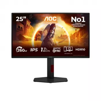 AOC Gaming 25G4ZR - 25 Zoll Full HD Monitor, 260 Hz übertaktet, 1 ms, G-Sync-kompatibel, HDR10 (1920x1080, 2x HDMI 2.0, DP 1.4) Schwarz/Rot