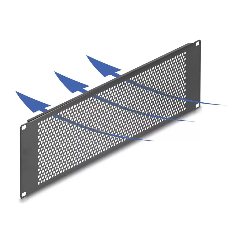 DELOCK 19 inch Blind Panel mit runden Löchern 3U Schwarz