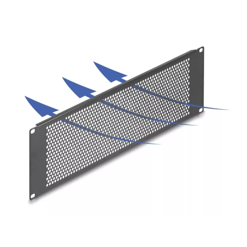 DELOCK 19 inch Blind Panel mit runden Löchern 3U Schwarz