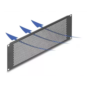 DELOCK 19 inch Blind Panel mit runden Löchern 3U Schwarz