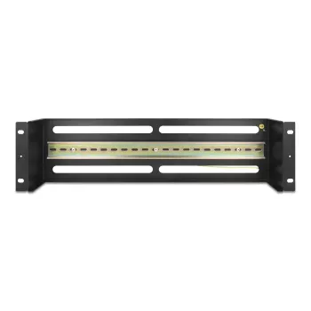 DELOCK 19 inch Verteilerfeld mit Abdeckung und DIN-Schiene inkl. 2x Kabelzugentlastungsschienen 3U Stahl Schwarz