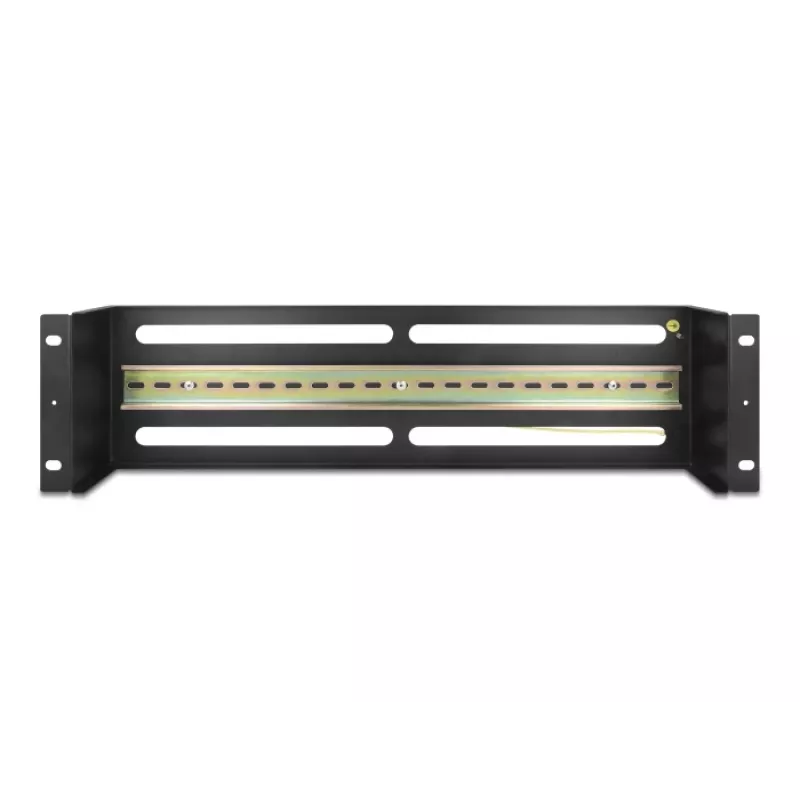 DELOCK 19 inch Verteilerfeld mit Abdeckung und DIN-Schiene inkl. 2x Kabelzugentlastungsschienen 3U Stahl Schwarz