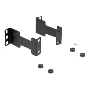 Delock Server Rack Tiefenverlängerungsadapter Montagesatz zur Verlängerung der Einbautiefe um bis zu 10 cm 1U Schwarz