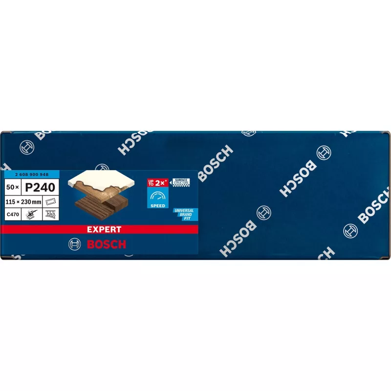 Bosch Expert C470 Schleifblatt, 115 x 230 mm, Körnung K240 (50er-Pack, für Schwingschleifer)