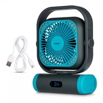 MEDION LIFE Camping Fan E10 TF (MD 12065) Grau/Blau