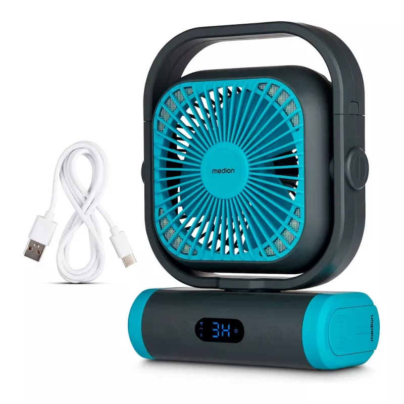 MEDION LIFE Camping Fan E10 TF (MD 12065) Grau/Blau